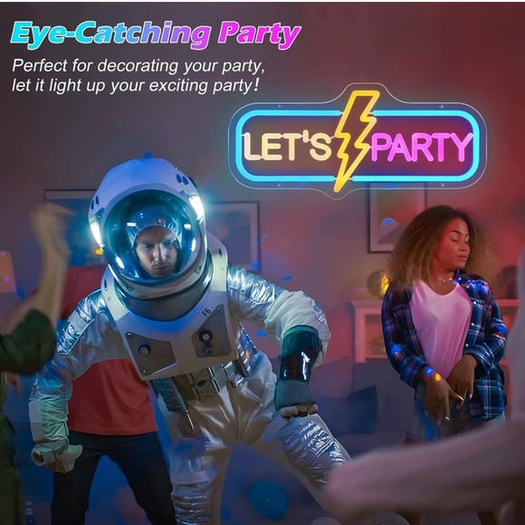 Lets Party Neon Sign, Dimmable Neon Lights Signs for Wall Decor, LED Neon Signs, - Picture 7 of 11